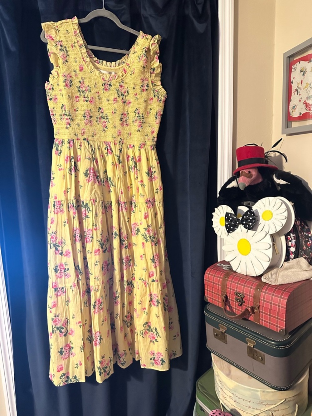JessaKae Chloe Yellow Floral Maxi Dress with Pink Blossoms